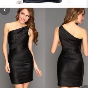 BCBG MaxAzria black bodycon one shoulder dress